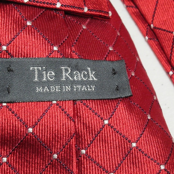 Red and white diamond pattern Tie Rack Tie - Picture 3 of 5